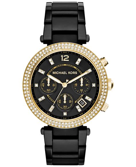 black michael kors watch women's|michael kors watch size.